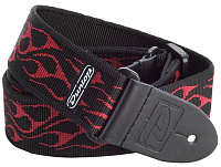 DUNLOP D38-11RD Flambe Red 2" Ремень гитарный, жаккард, черный с красным пламенем "трайбал"