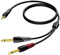 Procab CLA713/3 Кабель-переходник с одного разъема mJack 3,5 мм на два разъема Jack 6,3 мм (вилка-вилка), 3 м