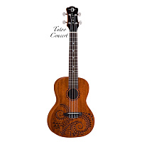 Luna UKE TC MAH укулеле концерт, чехол , коричневая, лазерная гравировка - волшебные узоры