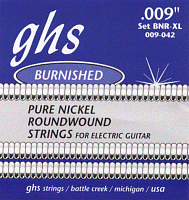GHS BNR-XL Струны для электрогитары; никель; кругл.обмотка; (9-11-16-24-32-42); Burnished Nickel