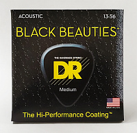 DR BKA-13 струны для акустической гитары, калибр 13-56, серия BLACK BEAUTIES™, обмотка фосфористая бронза, покрытие есть