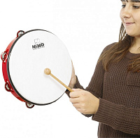 MEINL NINO24Y  тамбурин 10" с синтетической мембраной и колотушкой,  пластик, цвет желтый