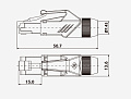 ROXTONE RJ45C5E-PH-BU Ethernet разъем RJ45 (часть A)  CAT5e, 150 МГц, макс. AWG26, металлический зажим, с удобным держателем сердечника провода (деталь B), с нейлоновым защитным корпусом (деталь C) со специальной системой зажима кабеля 