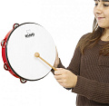 MEINL NINO24R  тамбурин 10" с синтетической мембраной и колотушкой, пластик, цвет  красный