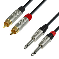 Adam Hall K4 TPC 0060  аудиокабель 2 x RCA(M) - 2 x 6.3 Jack mono, REAN, длина 0.6 метра