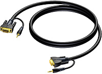 Procab CLV115/1.5 Кабель D-sub HD15, mJack 3.5мм стерео (вилка-вилка) (AWG 28), 1.5 м