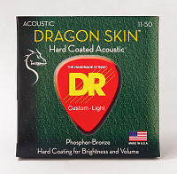 DR DSA-11 струны для акустической гитары, калибр 11-50, серия DRAGON SKIN™, обмотка фосфористая бронза, покрытие есть