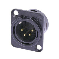 Neutrik NC4MD-L-B-1 панельный разъем XLR male черненый корпус, золоченые контакты 4 контакта