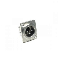 AMPHENOL AX3MD  разъем XLR панельный,  3 контакта, "папа", квадратный фланец, покрытие контактов никель