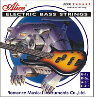ALICE A606(4)-L струны для 4-струнной бас-гитары, сталь, оплетка никель, 40-95