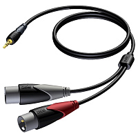 Procab CLA712/1.5 Аудиокабель мини джек 3.5 мм стерео "папа" - 2 XLR "папа", длина 3 м