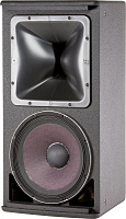 JBL AM5212/26-WRC 2-полосная биамп/пассив инсталляционная АС, трапеция 15°. НЧ 12" (262H-1) + ВЧ 1,5" ( 2408H-1). RMS AES: НЧ 400Вт, ВЧ 40Вт. 8Ом, 37-20000Гц, SPL max: 125дБ. Вращаемый ВЧ волновод 120°х60°, 15 точек подвеса M10, 711x369x458мм, 20,2кг. Ком