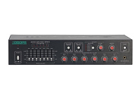 DSPPA MP-6906 Микшер-усилитель для дискуссионной системы 60 Вт\100В, 6 микр/4 AUX входа, 1 выход. 7 полос эквализации. Регулировка громкости каждого канала