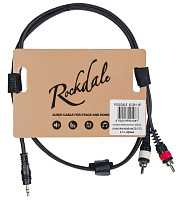 ROCKDALE XC-001-1M готовый компонентный кабель, разъёмы stereo mini jack "папа" (3,5 мм)   2 RCA, длина 1 м, чёрный