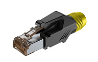 ROXTONE RJ45C5E-PH-YL Ethernet разъем RJ45 (часть A) CAT5e, 150 МГц, макс. AWG26, металлический зажим, с удобным держателем сердечника провода (деталь B), с нейлоновым защитным корпусом (деталь C) со специальной системой зажима кабеля