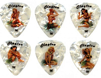 CLAYTON HHH/12  набор медиаторов - HULA HOTTIES, Heavy, белый целлулоид, рисунок