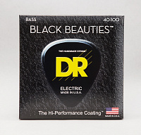 DR BKB-40 струны для 4-струнной бас-гитары, калибр 40-100, серия BLACK BEAUTIES™, обмотка нержавеющая сталь, покрытие есть