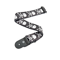 PLANET WAVES 50H01 гитарный ремень без наплечника, 50мм, цвет черный, рисунок черепа с костями