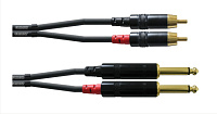 Cordial CFU 3 PC кабель сдвоенный 2 х RCA—2 х джек моно 6.3мм male, длина 3 м, черный