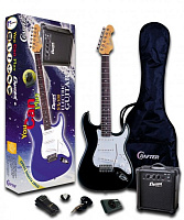 CRUZER ST-100LG PACK/BK  набор: гитара Cruiser ST-100 (черный), комбик, ремень, шнур, чехол, медиатр, тюнер Ashland