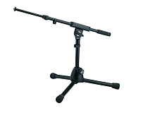 K&M 25950-300-55 низкая микрофонная стойка-журавль для бас-бочки, металлические узлы, высота 280 мм, длина журавля 425-725 мм, цвет черный