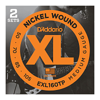 D'ADDARIO EXL160TP  Струны для бас-гитары, Red Long, 050-105, 2 комплекта