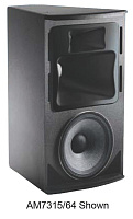 JBL AM7315/64-WRX 3-полосная биамп/триамп инсталляционная АС, трапеция 15°. НЧ 15" (2265H) + СЧ 8" (CMCD-82H) + ВЧ 1,5" ( 2432H). RMS AES: НЧ 1000Вт, СЧ 350Вт, ВЧ 100Вт. 8/8Ом, 38-20000Гц, SPL max: 130дБ. Вращаемый СЧ/ВЧ волновод 60°х40°, 13 точек подвеса