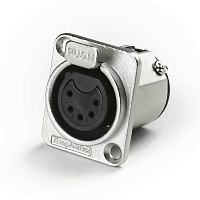 AMPHENOL AC5FDZ  разъем XLR блочный 5 контактов, "мама", квадратный фланец, покрытие контактов никель