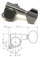 Gotoh SG381-MG-07-CK-(L6)  колки локовые, автозажим, 6 в линию, черный хром; schaller style