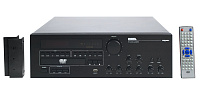 Proel ADVD240 Трансляционный моноблок DVD/FM/USB/усилитель 2 зональный: 240Вт (RMS),  4/8/16Ом, 25/75/100В, 50Hz-15KHz.  Вход:  4 х MIC (XLR), 1 xAUX (RCA), мастер регулятор уровня выходного сигнала, регулятор уровня сигнала на каждом входе 
