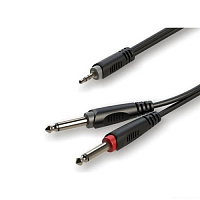 ROXTONE RAYC130/3 Аудиокабель 4x8 мм (2x1x014 кв.мм), 3.5 мм cтерео Jack 2х6,3 мм моно Jack, 3 метра