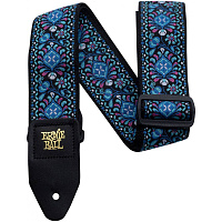 ERNIE BALL 4097  гитарный ремень Indigo Orchid Jacquard, полипропилен, кожаные наконечники