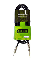 NordFolk NMC203/3M  кабель 3.5 мм мини-джек стерео 6.3 мм джек стерео, металлические разъёмы, длина 3 метра