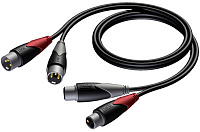 Procab CLA710/1.5 Кабель-переходник с двух разъемов XLR (вилка) на два разъема XLR (розетка), 1.5 м