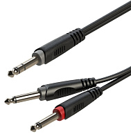 ROXTONE RAYC100/2 Инсертный кабель, 6.3 мм stereo Jack  2x6.3 мм mono Jack, длина 2 метра