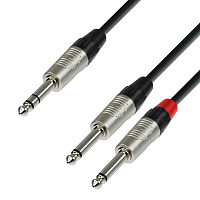 Adam Hall K4 YVPP 0090  аудиокабель, 6.3 Jack stereo - 2 x 6.3 Jack mono, REAN, длина 0.9 метра