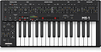 Behringer MS-1-BK аналоговый синтезатор, 32 полноразмерных полувзвешенных клавиши, аналоговые VCO, VCF и VCA, фильтр нижних частот, цвет черный