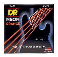 DR NOB5-45 струны для 5-струнной бас-гитары, калибр 45-125, серия HI-DEF NEON™, обмотка никелированная сталь, покрытие люминесцентное