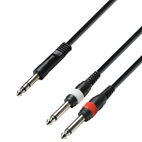 Adam Hall K3 YVPP 0300  аудиокабель, 6.3 Jack stereo - 2 x 6.3 Jack mono, длина 3 метра