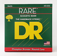 DR RPB-45 струны для 4-струнной акустической бас-гитары, калибр 45-105, серия RARE™, обмотка фосфористая бронза, покрытия нет