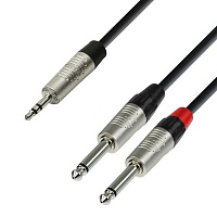 Adam Hall K4YWPP0150 кабель Minijack stereo - 2 x Jack mono, разъёмы REAN, 1,5 м.