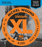 D'ADDARIO EJ20 струны для эл.гит. Jazz Extra Light 10-49