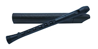 NUVO Recorder+ Black/Black with hard case блокфлейта сопрано, строй С, немецкая система, накладка на клапаны, материал АБС пластик, цвет черный