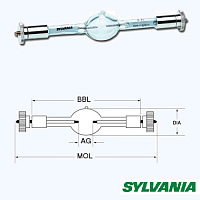 Sylvania BA1200DE S6.0(MSR1200SA/DE) лампа газоразрядная, 1200W, цветовая температура 6000К, цоколь SFc10-4, ресурс 750ч.