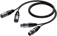 Procab CAB710/1.5 Кабель-переходник с двух разъемов XLR (вилка) на два разъема XLR (розетка), 1.5 м