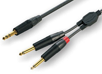 ROXTONE GPTC130/6 Аудиокабель, диаметр 5.5 мм, 6.3 мм stereo Jack  2 x 6.3 мм mono Jack, цвет черный, длина 6 метров