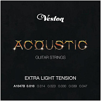 VESTON A1047B Струны для акустической гитары, натяжение Extra Light, оплетка бронза фосфорная