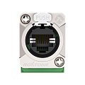 ROXTONE RE8FD5H Разъем RJ45 панельный, гнездо, тип-D, розетки соответствуют CAT5e стандарту TIA / EIA 568-C.2 и ISO / IEC1 1801, возможность использования разъема RJ45 и разъема RJ45 типа XLR
