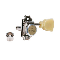 Gotoh SD90-MG-T-SL-N  колки локовые, ручной зажим, Vintage style, 3+3, никель; "тюльпан" (пластик)