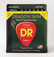DR DSA-2/13 струны для акустической гитары, 2 комплекта, калибр 13-56, серия DRAGON SKIN™, обмотка фосфористая бронза, покрытие есть